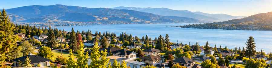 Okanagan community overlooking the lake and mountains
